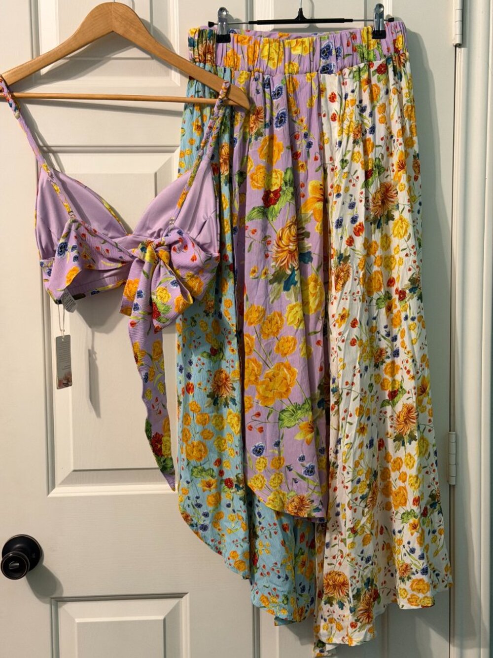 Agua Bendita Kayle Floral Crop Top & Bouk Asymmetrical Skirt Set L - Picture 13 of 16